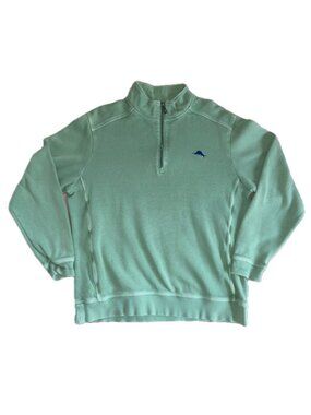 Men's Tommy Bahama Quarter Zip - Light Green - Size Medium